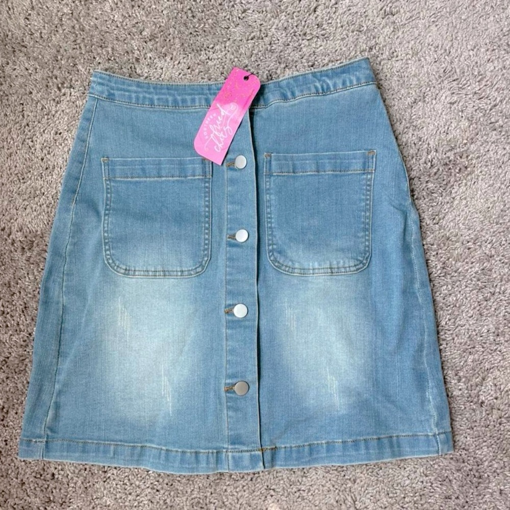 Y2K 90s A-line button up Denim Skirt